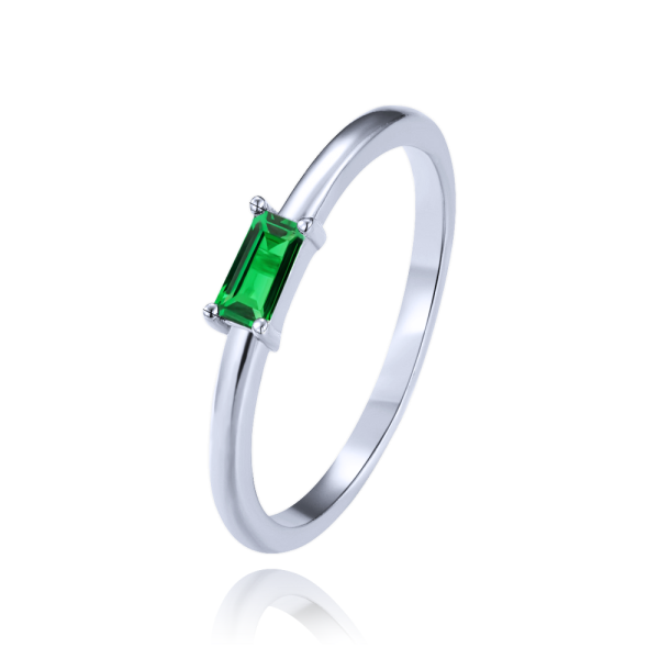 MINET Elegant silver ring with green cubic zirconia size 49 JMAN0639ZR49
