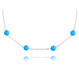 MINET Strieborný náhrdelník so svetlomodrými opálmi JMAS0155AN45
