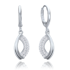 MINET Elegantné strieborné náušnice s bielymi zirkónmi JMAS0309SE00