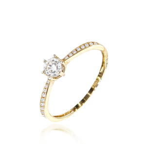 MINET Zlatý zásnubný prsteň s bielym zirkónom Au 585/1000 veľkosť 57 - 1,45g JMG0216WGR57