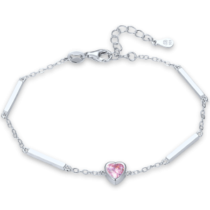 MINET Delicate silver heart bracelet with pink zirconia JMAS0328PB16