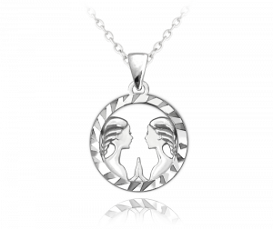 MINET Stříbrný náhrdelník Zodiac znamení BLÍŽENCI JMAS9406SN45