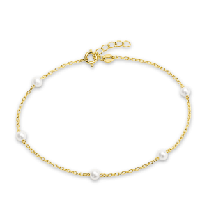 MINET Decentní zlatý náramek s perlou Au 585/1000 0,85g JMG0355WGB16