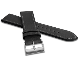 LAVVU LSZUI22 Tmavosivý prešívaný remienok Slim z luxusnej kože Top Grain - 22 mm