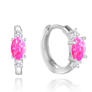 MINET Silver earrings with pink opals JMAS0228PE00