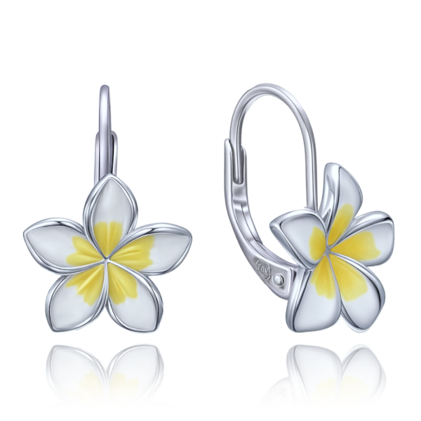 MINET Moderní stříbrné náušnice bílé kytičky JMAS5071WE00