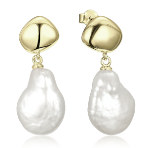 MINET Elegant Gold-Plated Silver Earrings with a Pearl JMAS7062GE00