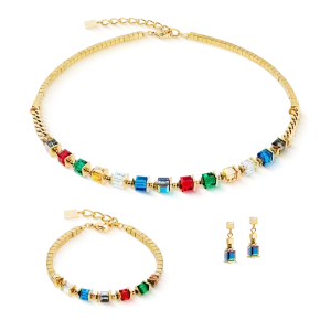 Sparkling Cubes Fusion Chain gold-multicolour COEUR DE LION bracelet 2100/30-1516