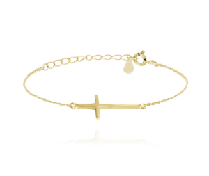 MINET Pozlátený strieborný náramok CROSS horizontálny JMAS0062GB16