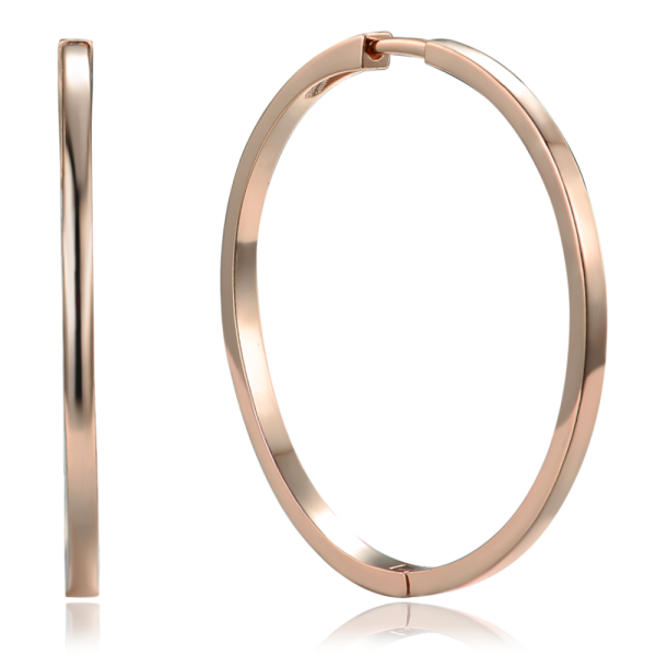 MINET Rose gold silver earrings square circles 4 cm JMAN0634RE04