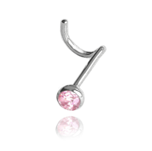 MINET Silver nose piercing with pink zircon JMAN0406PE00
