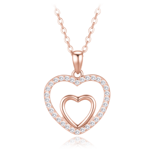 MINET Rose gold silver necklace with heart and white zircons JMAN0670RN45