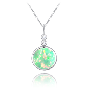 MINET Stříbrný náhrdelník s tyrkysovým opálkem a bílými zirkony JMAS0226TN45