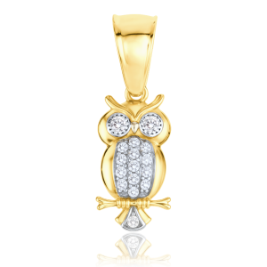MINET Gold owl pendant with white zircons Au 585/1000 1.35g JMG0294WGP01