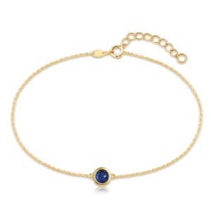 MINET Decentní zlatý náramek s modrým zirkonem Au 585/1000 0,95g JMG0311BGB17