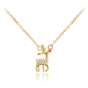 MINET Vianočný pozlátený strieborný náhrdelník REINDEER JMAS8044GN41