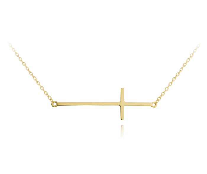 MINET Pozlacený stříbrný náhrdelník KŘÍŽ ležatý JMAS0062GN45
