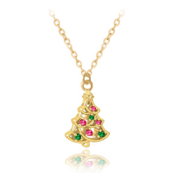 MINET Vánoční pozlacený stříbrný náhrdelník CHRISTMAS TREE JMAS8044GN42
