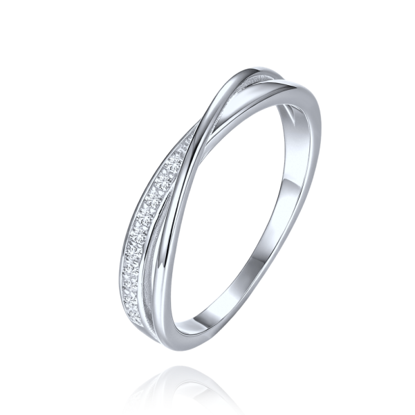 MINET Elegant Silver Ring with White Zircon, Size 51 JMAS0334SR51