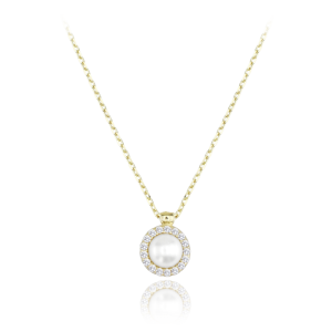MINET Modern Gold Necklace with Natural Pearl, 585/1000 Gold, 2.20 g, JMG0271WGN46