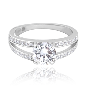 MINET Elegantný strieborný prsteň s bielym zirkónom veľkosť 56 JMAN0416SR56