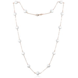 MINET Rose gold stříbrný náhrdelník s přírodními perlami  JMAS7050RN50