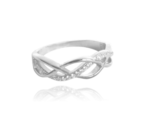 MINET Silver intertwined ring with white cubic zirconia size 51 JMAN0100SR51
