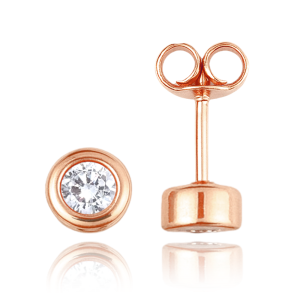 MINET Elegant rose gold earrings with white zircons Au 585/1000 1,35g JMG0273WRE01