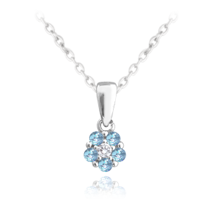 MINET Silver necklace with light blue cubic zirconia JMAD0037AN38