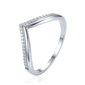 MINET Elegant Silver Ring with White Zircon Size 53 JMAS0362SR53