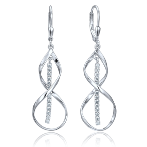 MINET Moderné strieborné náušnice s bielymi zirkónmi JMAN0673SE00