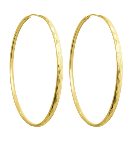 MINET Gold-plated cut silver earrings CIRCLES 5 cm JMAN0233GE05