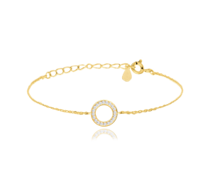 MINET Gold-plated silver bracelet RING with white zircons JMAS0194GB16