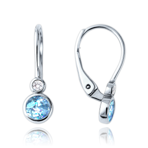 MINET Children's white gold earrings with white and light blue zircons Au 585/1000 1,60g JMG0268ASE00