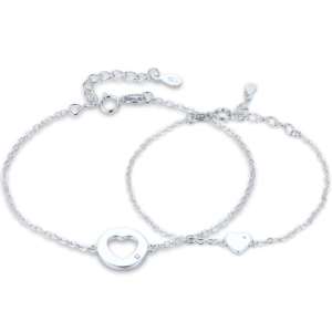 MINET Silver bracelet set with heart - mother and daughter JMAS0316SB00