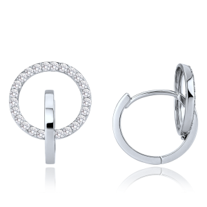 MINET Náušnice z bílého zlata kroužky s bílými zirkony Au 585/1000 2,35g JMG0027WSE03