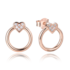 MINET Rose gold silver earrings RINGS with hearts JMAN0480RE00