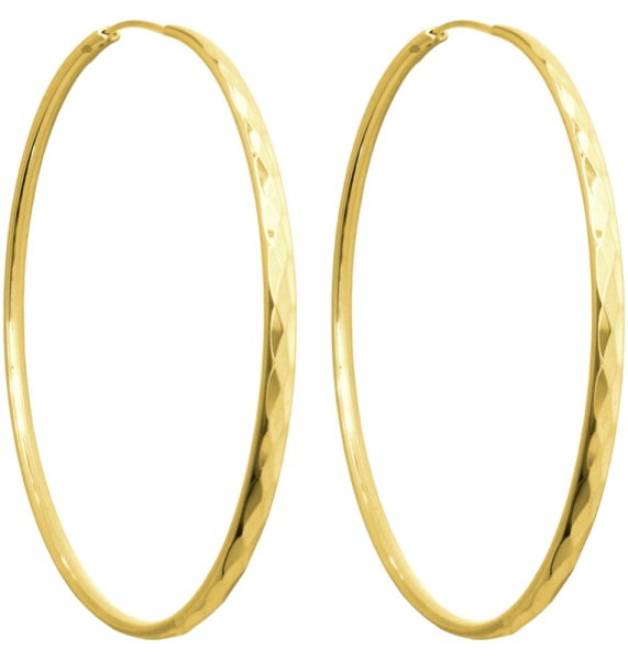 MINET Gold-plated cut silver earrings CIRCLES 7 cm JMAN0233GE07