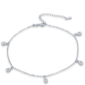 MINET Strieborný náramok na členok s bielym zirkónom JMAS8068SB24