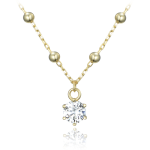 MINET Pozlátený strieborný náhrdelník s korálkami a bielym zirkónom JMAS0233GN45