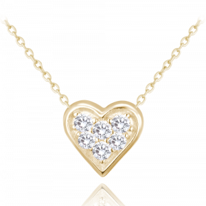 MINET Pozlátený strieborný náhrdelník so srdcom s bielym zirkónom JMAN0479GN45