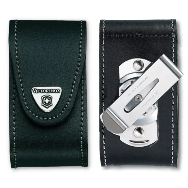 Black leather knife sheath with clip Victorinox 4.0521.31