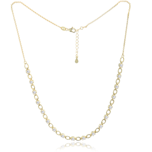 MINET Elegant gold plated silver necklace with white zircons JMAS0253GN42