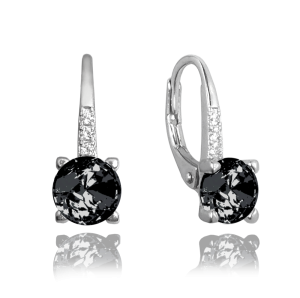 MINET Elegant silver earrings with black zircon JMAS0150NE00