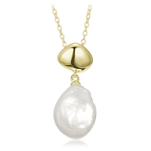 MINET Elegant Gold-Plated Silver Necklace with Pearl JMAS7062GN45