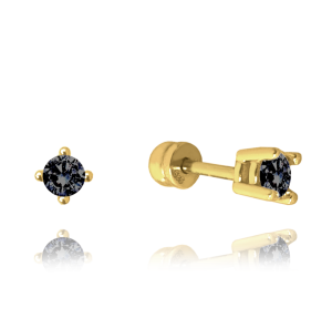 MINET Gold screw earrings with black zircons Au 585/1000 1,10g JMG0076BGE00