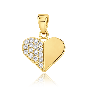 MINET Decentní zlatý přívěs srdce se zirkony Au 585/1000 0,90g JMG0362WGP00