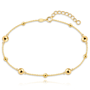 MINET Zlatý řetízek na kotník s kuličkami Au 585/1000 1,55g JMG0226WGB28