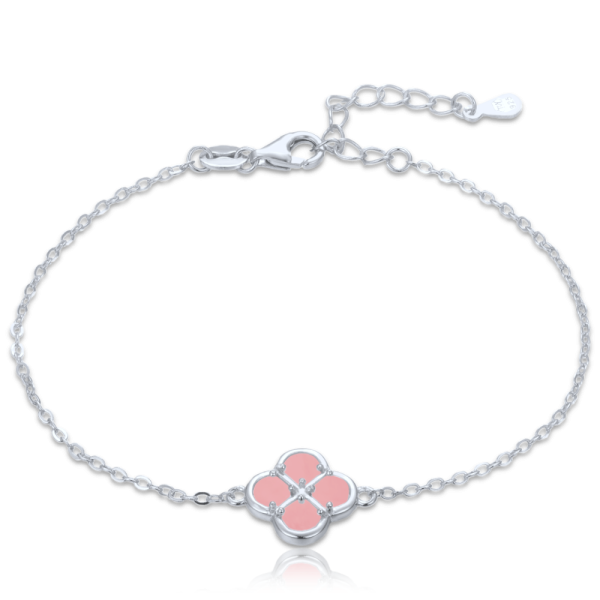 MINET Silver four-leaf clover bracelet with jade JMAS7058RB19