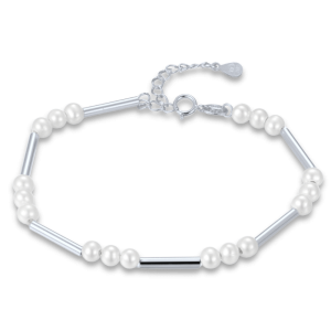 MINET Strieborný náramok s prírodnými perlami JMAS7059SB16
